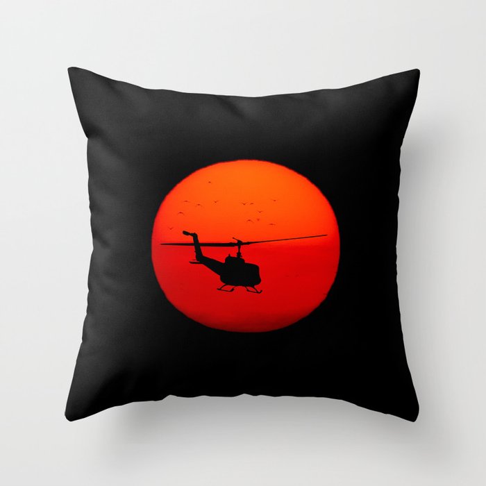 Vietnam Helicopter Sunset Throw Pillow