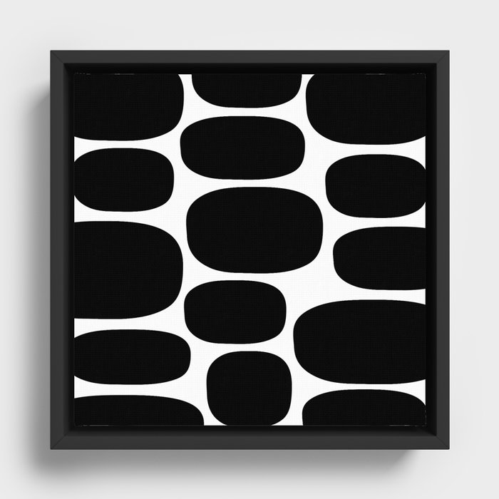 Modernist Spots 253 Black and White Framed Canvas