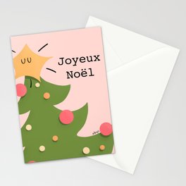Funky Christmas tree pink French Stationery Card