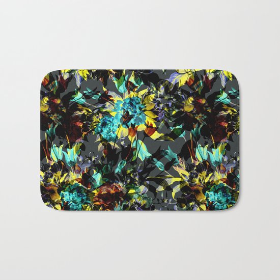 Seamless Abstract Flowers Pattern Bath Mat