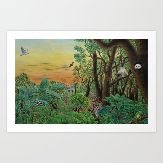 A Day of Forest (9). (the forest at night) Art Print