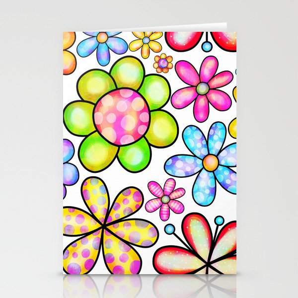 Doodle Spring Flower Pattern 05 Stationery Cards