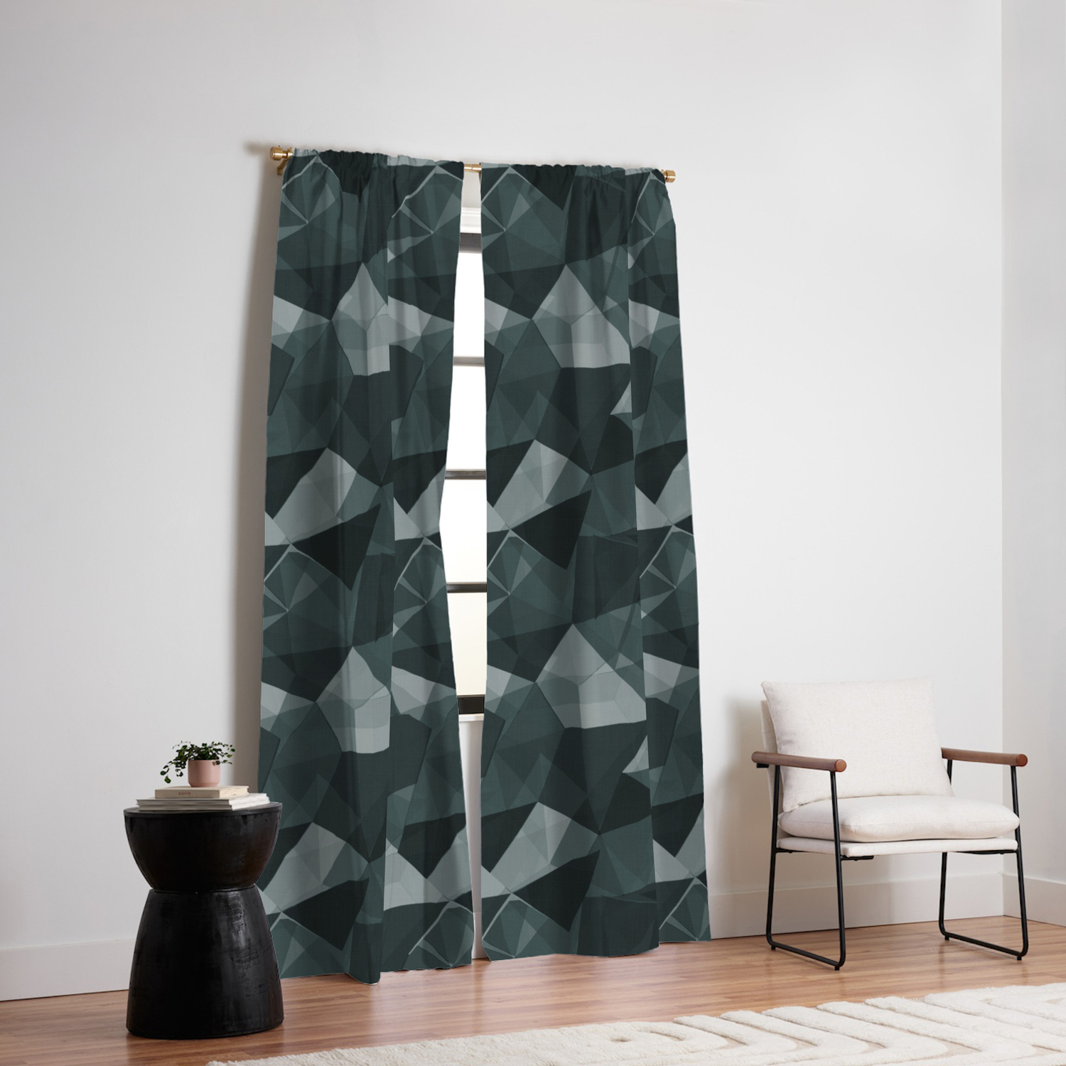Abstract Geometrical Triangle Patterns 4 Ppg Glidden Night Watch 1145 7 Blackout Curtain By Pipafineart