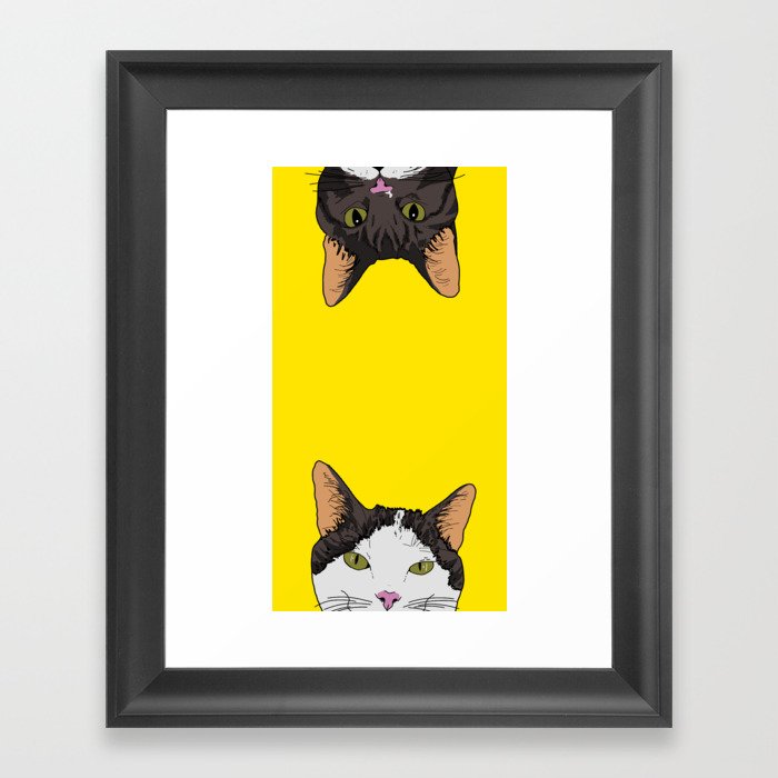Cats Peeking Framed Art Print