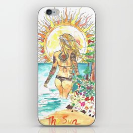 The Sun Tarot Card Bohemian Ocean Goddess Risa Painting iPhone Skin