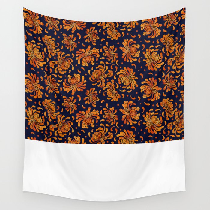 Korean Chrysanthemum - Orange Wall Tapestry