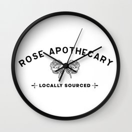 Rose apothecary locally sourced roses minimalist funny design gift. Rosebud motel. Wall Clock