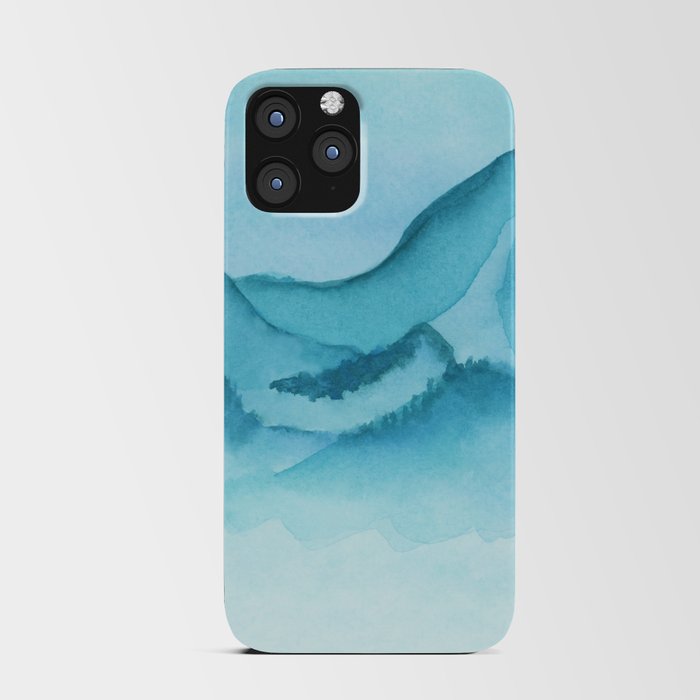 Soft Blue Mountain Landscape iPhone Card Case