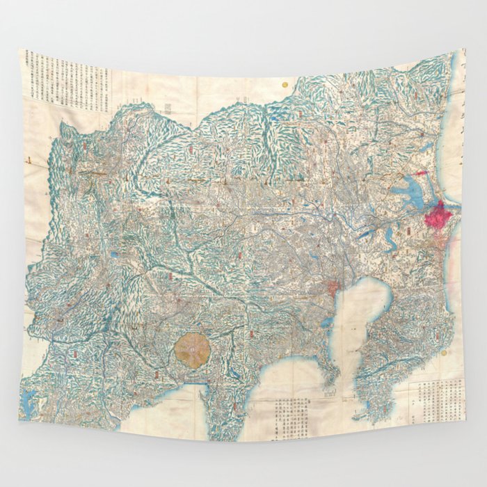 Vintage Map of Tokyo and Mt. Fuji Japan (1843) Wall Tapestry by BravuraMedia  Society6