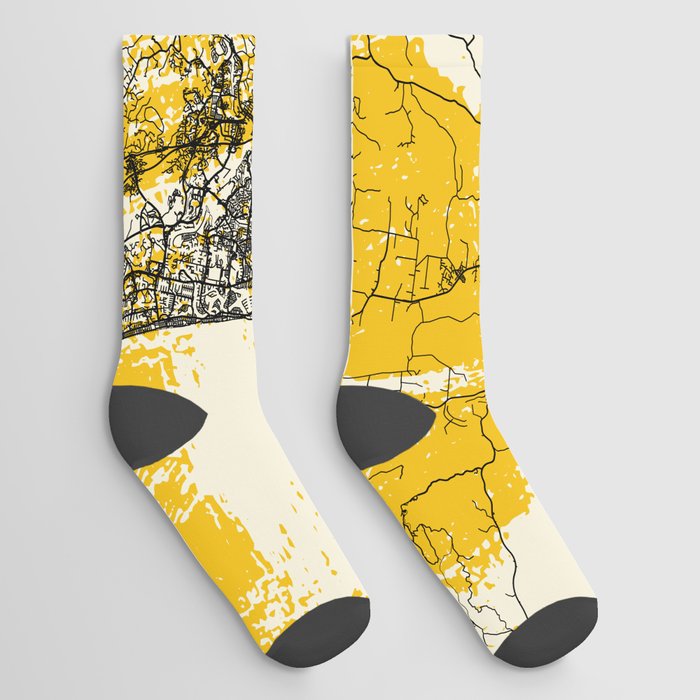 Gold Coast, Australia - Illustrated Map Poster. Aesthetic  Socks