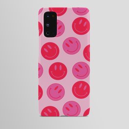 Large Pink and Red Vsco Smiley Face Pattern - Preppy Aesthetic Android Case