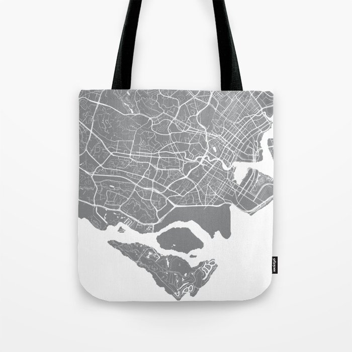 Singapore City Map - Grey Tote Bag