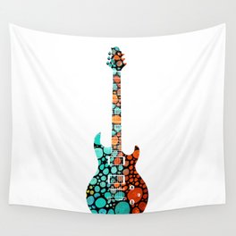 Colorful Mosaic Electric Bass Guitar Art Music Wall Tapestry
