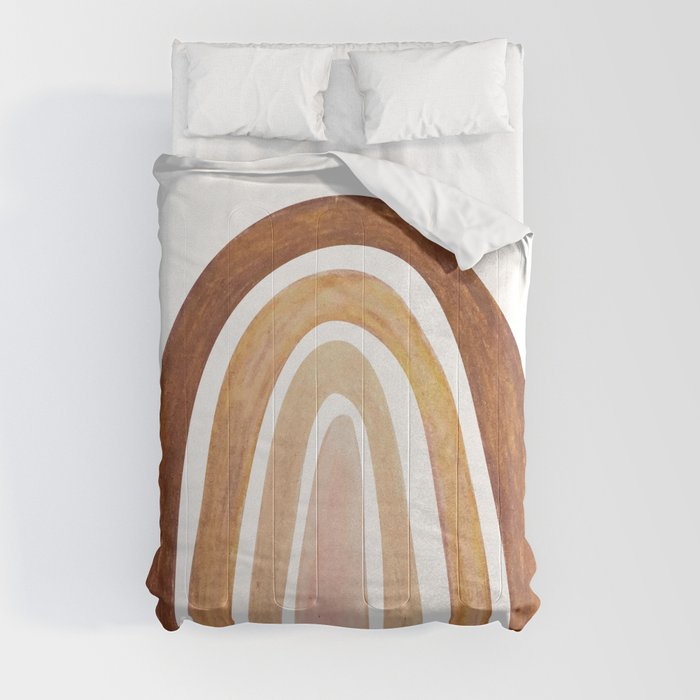 Neutral Earth Tones Boho Rainbow - Minimalist Abstract Comforter