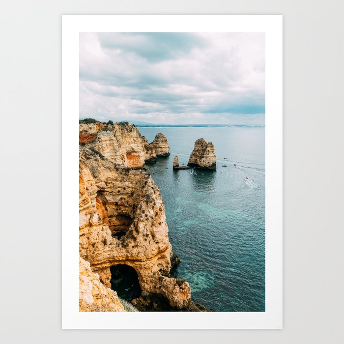 Rocks, Cliffs And Ocean Landscape At Lagos Bay Coast, Algarve Portugal, Wall Art, Landscape Poster Art Print