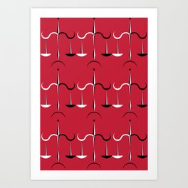 Libra I Crimson red, White, Black Art Print