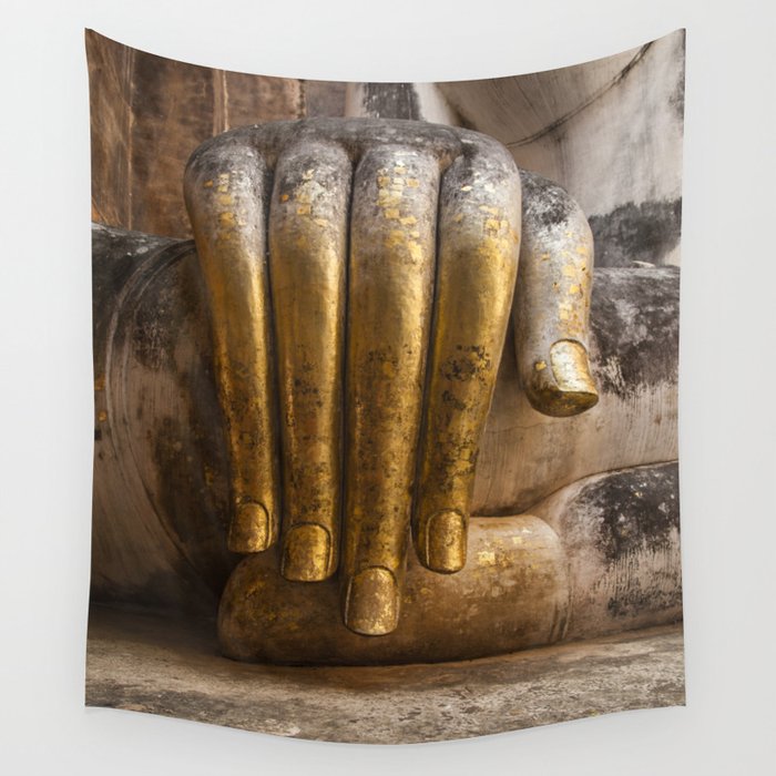 Golden Hand of a Buddha in Wat Sri Chum Thailand Wall Tapestry