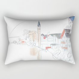  Hallstatt in Austria watercolor and sketch Rectangular Pillow