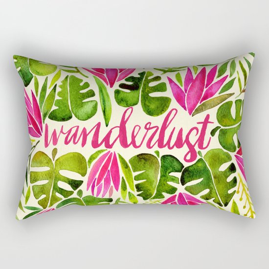 Tropical Wanderlust – Pink & Lime Rectangular Pillow