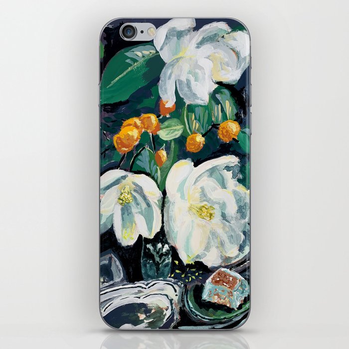Magnolia and Persimmon Floral Still Life iPhone Skin