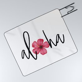 Aloha Tropical Hawaiian Hibiscus Flower Picnic Blanket