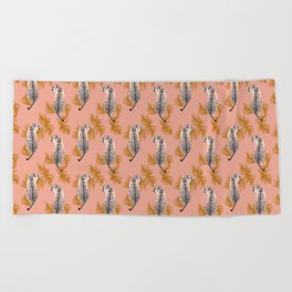 Paisley Tiger - soft pink & gold Beach Towel