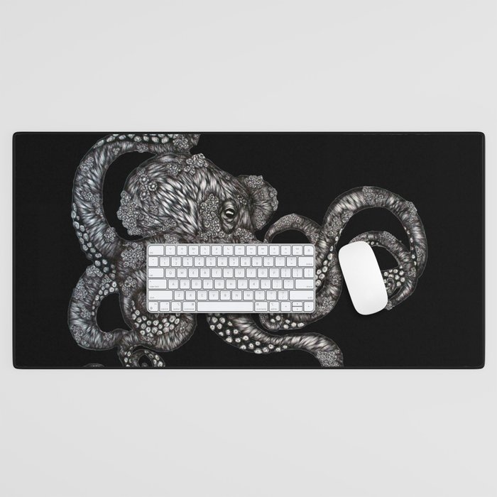 Barnacle Octopus in Black Desk Mat