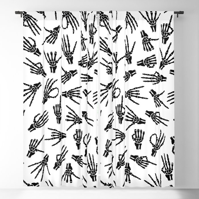 Skeleton Hands Halloween Spooky Gothic Hand Signs Pattern Blackout Curtain