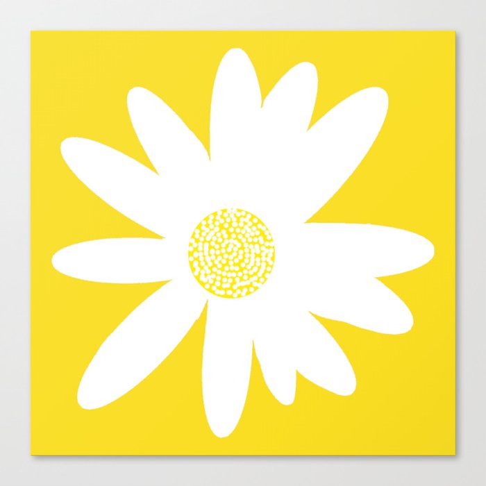 Only One White Daisy Flower Yellow Mellow Background #decor #society6 #buyart Canvas Print