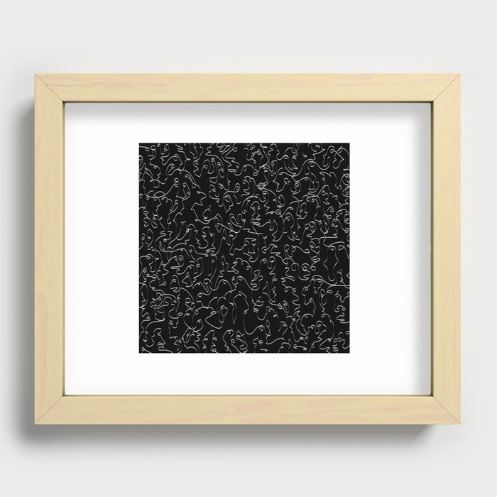 Infinite Faces in Black and White Recessed Framed Print