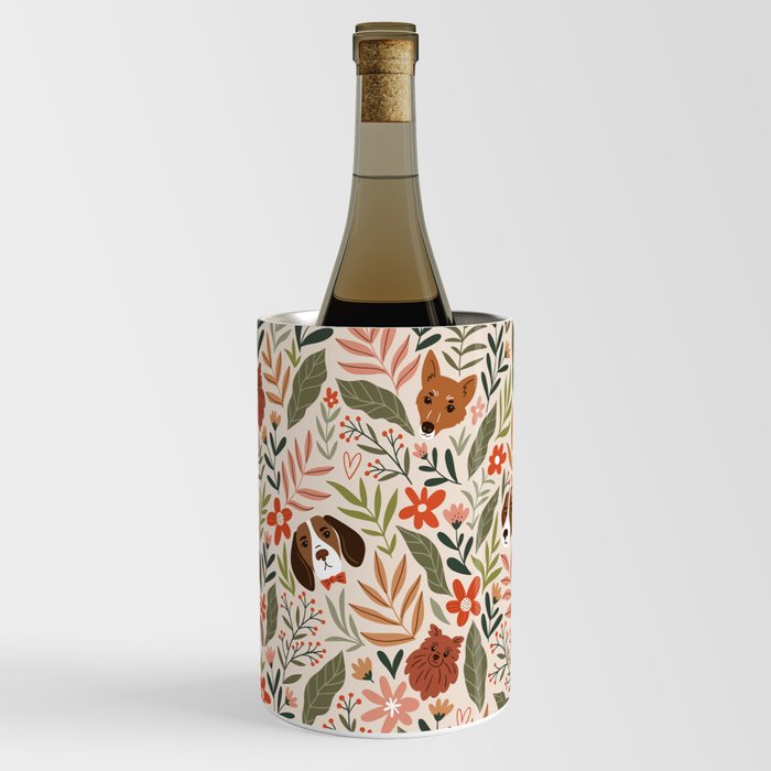 Lovely dogs and flowers print Wine Chiller