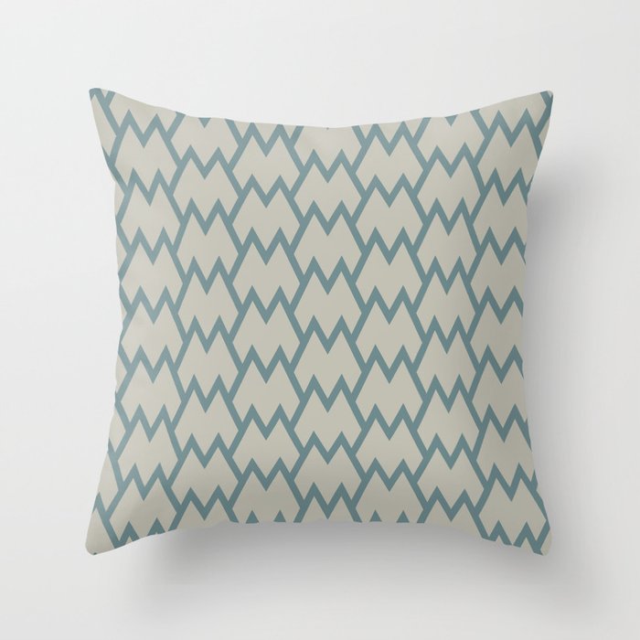 Soft Aqua Blue Tan Tessellation Line Pattern 18 2021 Color of the Year Aegean Teal and Winterwood Throw Pillow