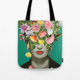 Frida Floral Umhängetasche | Woman, Floral, Gardenroses, Curated, Flowering, Fridakahlo, Mexico, Tropical, Collage, Cutflowers 