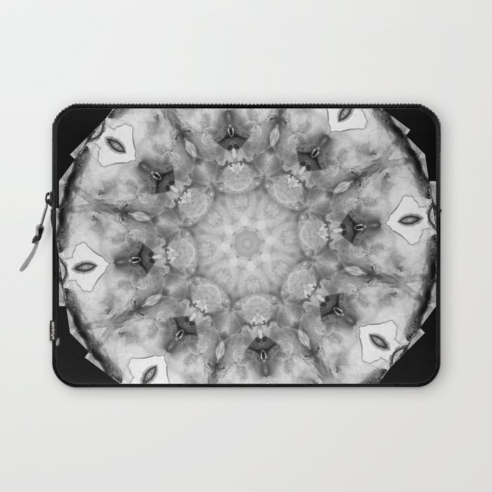 Black White And Gray Art - Crystal Light Mandala Laptop Sleeve