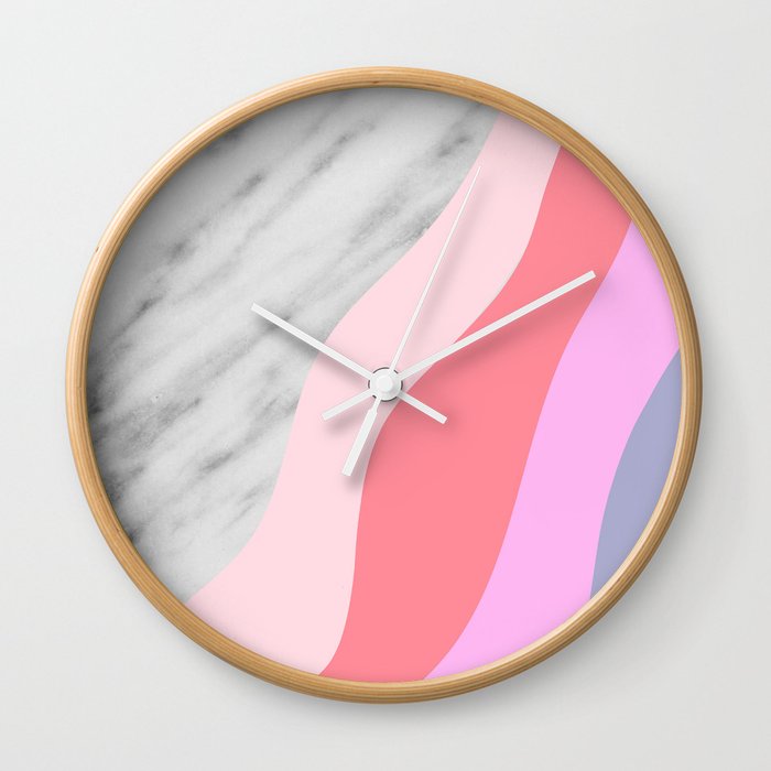 Carrara Italian Marble with Pink Shadows Wall Clock