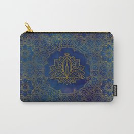 Elegant  Gold Lotus flower on blue Carry-All Pouch