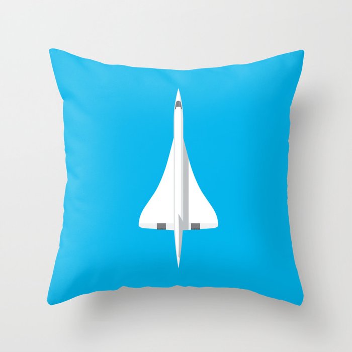 Concorde Supersonic Jet Airliner Aircraft - Cyan Throw Pillow