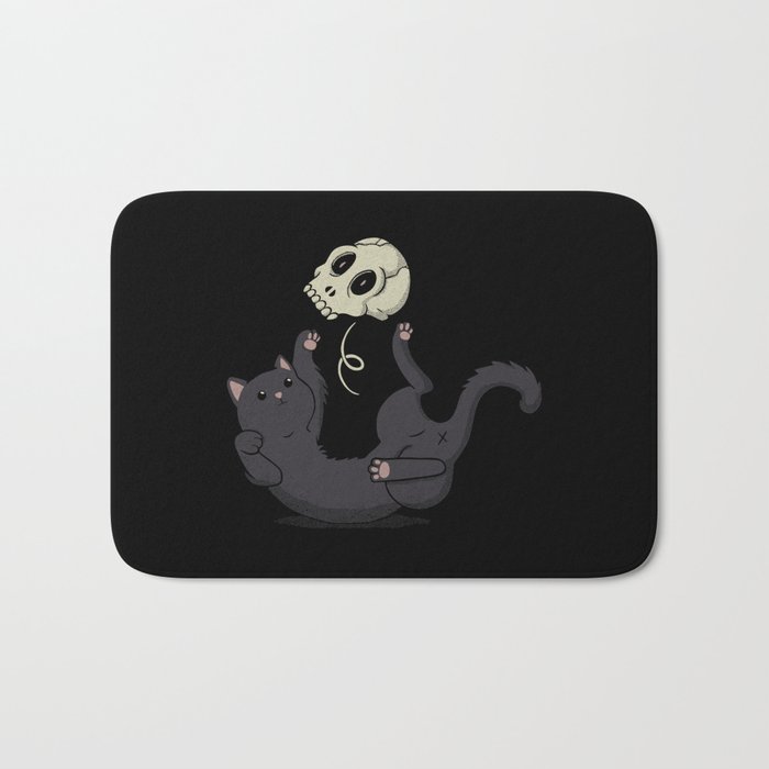 Skull Black Cat Bath Mat