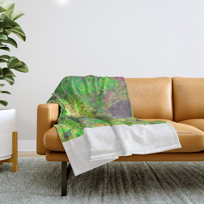 Jungle Of Colour - Multi Coloured Abstract Painting Throw Blanket