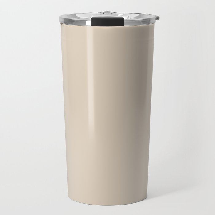 Neutral Pale Beige Tan Brown Solid Color Pairs PPG Sourdough PPG1084-3 - All One Single Hue Colour Travel Mug