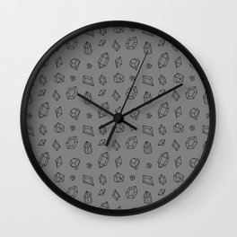 Grey and Black Gems Pattern Wall Clock