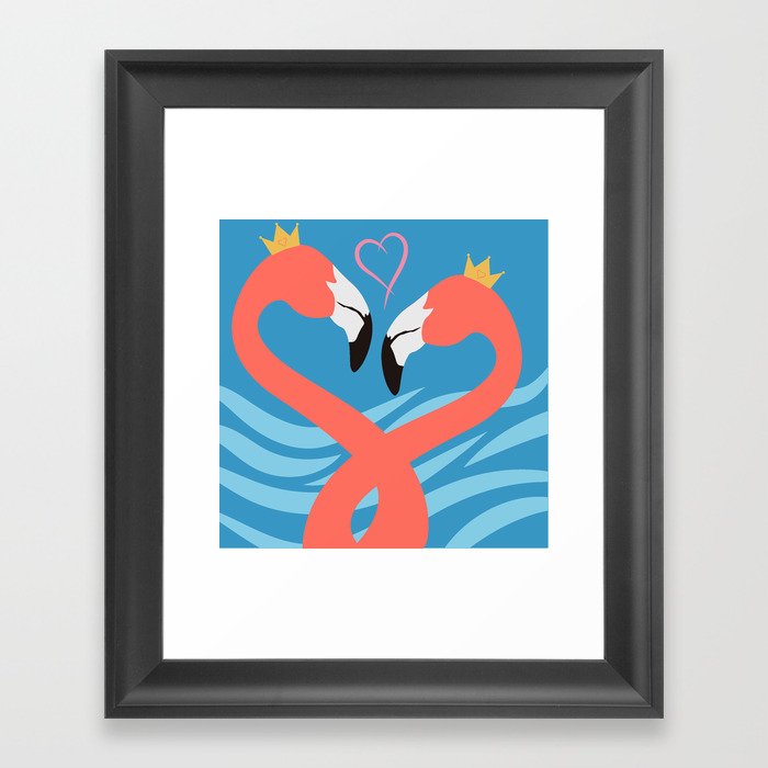 Flamingo couple Framed Art Print
