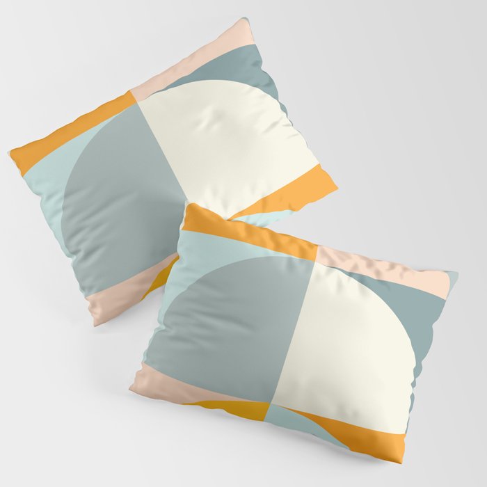 Summer Evening Geometric Shapes in Soft Blue and Orange Pillow Sham
