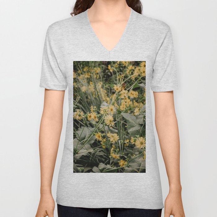 yellow flowers	 V Neck T Shirt