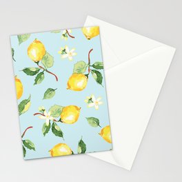 Lemons on Sky blue background Stationery Cards