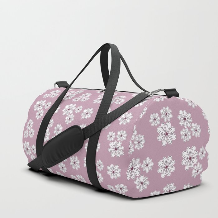 Pearly Purple Flowers on Mauve Background Duffle Bag
