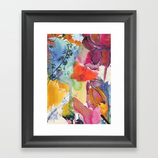 Abstract floral watercolour Framed Art Print
