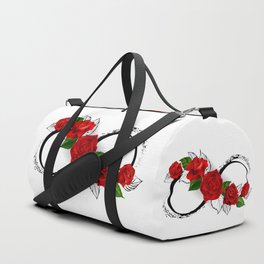 Infinity Symbol with Red Roses Duffle Bag