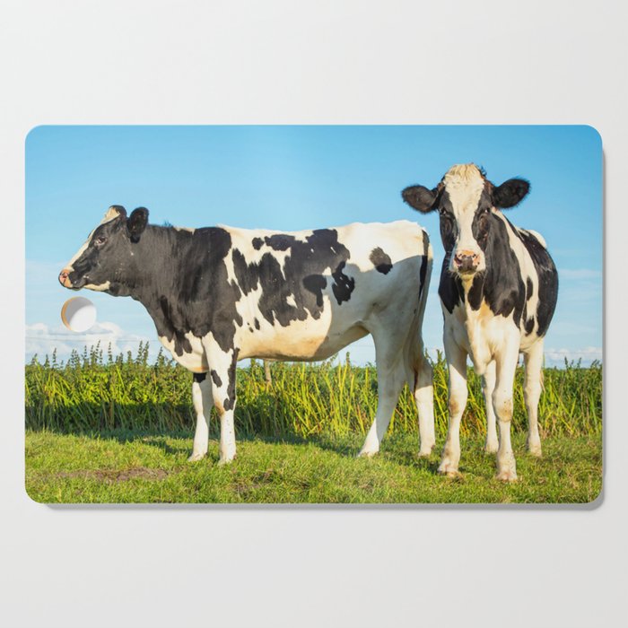 Two Black White Cows Frisian Holstein 75 Cutting Board