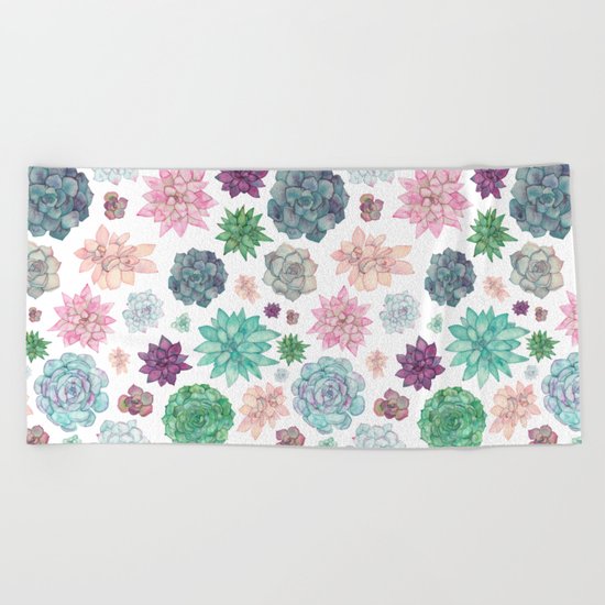 Succulent Garden Beach Towel